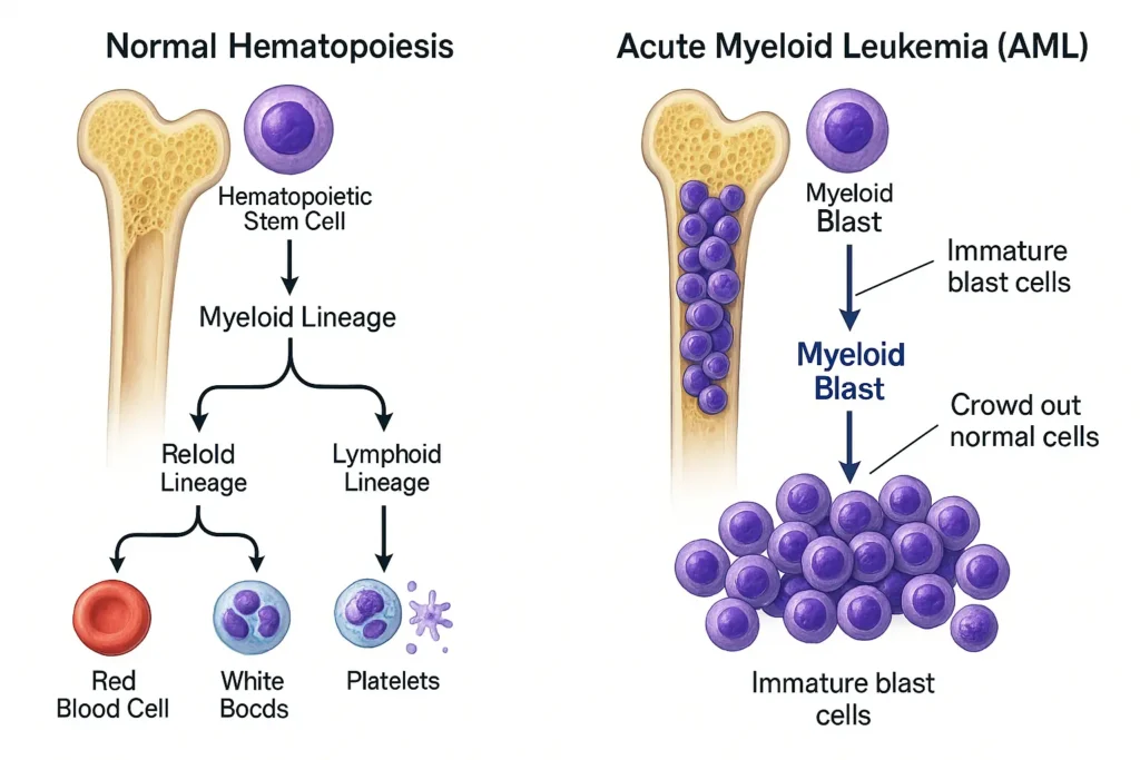 Acute Myeloid Leukemia- AML (এ্যাকিউট মাইলয়েড লিউকেমিয়া): কারণ লক্ষণ নির্ণয় ও হোমিওপ্যাথিক চিকিৎসা